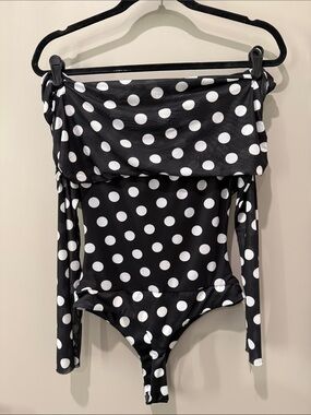 Free People Off the Shoulder Polka Dot Bodysuit